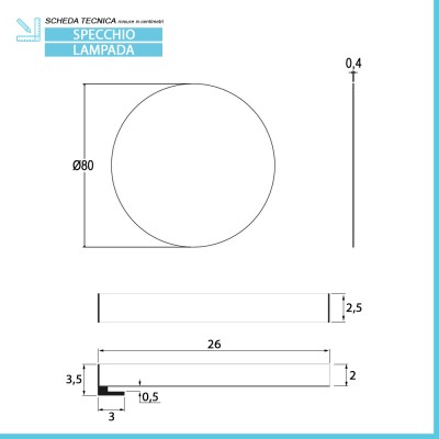 Scheda tecnica Specchio tondo 80 cm a filo lucido con lampada a LED da 26 cm