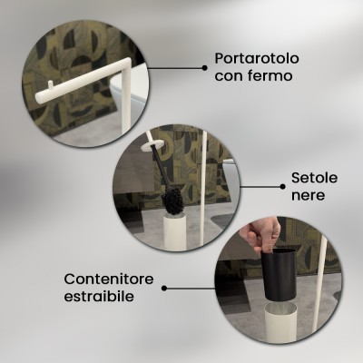 Informazioni Piantana porta rotolo e scopino da appoggio in acciaio bianco opaco Style