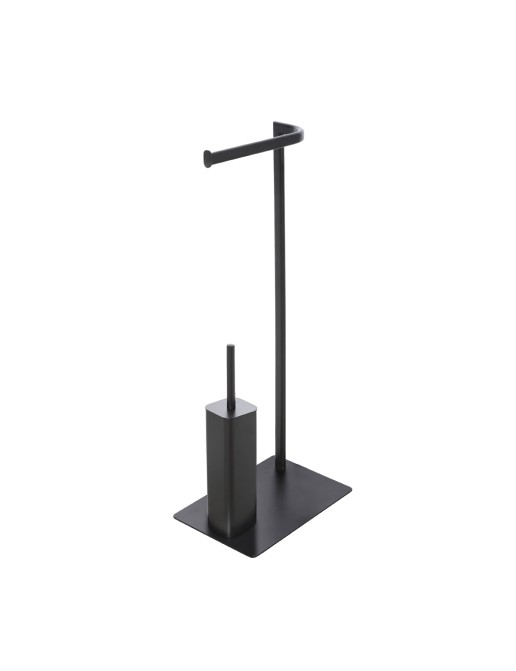 Porta carta igienica con porta scopino WC integrato – acciaio inox S.304 nero opaco – fissaggio adesivo o a vite | Leroy Merlin