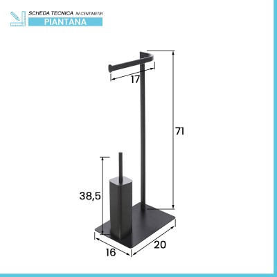 Scheda tecnica Piantana porta rotolo e scopino da appoggio in acciaio nero opaco Fusion