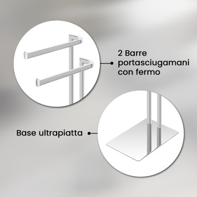 Informazioni Piantana portasciugamani da appoggio in acciaio cromato Fusion