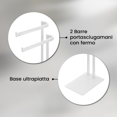 Informazioni Piantana portasciugamani da appoggio in acciaio bianco opaco Fusion