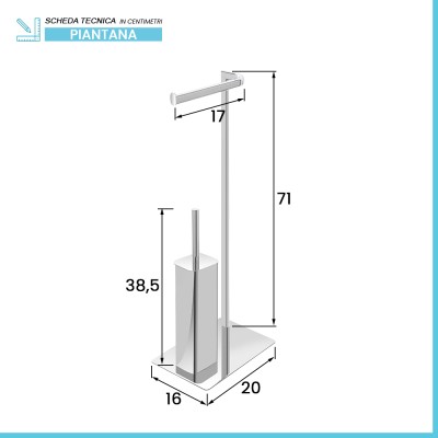 Scheda tecnica Piantana porta rotolo e porta scopino da appoggio in acciaio cromo Fusion