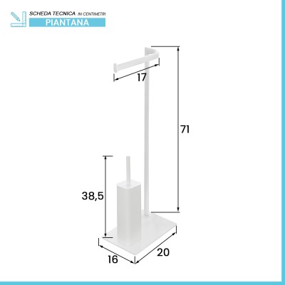 Scheda tecnica Piantana porta rotolo e scopino da appoggio in acciaio bianco opaco Fusion