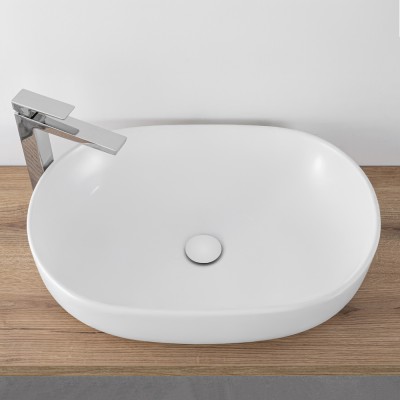 Lavandino da appoggio ovale 60x41 cm bianco opaco Tokyo