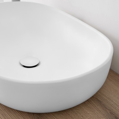 Dettaglio Lavabo da appoggio ovale 60x41 cm bianco opaco Tokyo