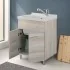 Ripiano Mobile lavatoio 60x50 rovere grigio Moon con vasca in ceramica Dolomite