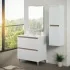 Cassetti chiusi Mobile bagno a terra 80 cm bianco e rovere con cassetti soft-close Kleo