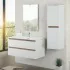Cassetti chiusi Mobile bagno sospeso 100 cm bianco e rovere con cassetti soft-close Kleo