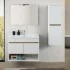 Mobile bagno sospeso 80 cm bianco e rovere con ante e vano a giorno Kleo