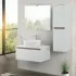 Cassetto chiuso Mobile bagno sospeso 80 cm bianco e rovere con lavabo e specchio Kleo