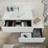 Frontale Mobile bagno sospeso 80 cm bianco e rovere con cassetto sfalsato Kleo