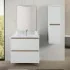 Colonna bagno sospesa 112 cm bianco e rovere con ante soft-close Kleo