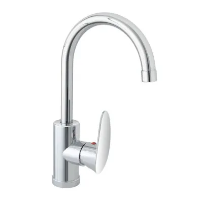 Miscelatore cucina tondo in acciaio inox con corpo orientabile