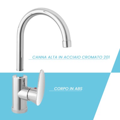 Funzionalità Miscelatore cucina tondo in acciaio inox con corpo orientabile