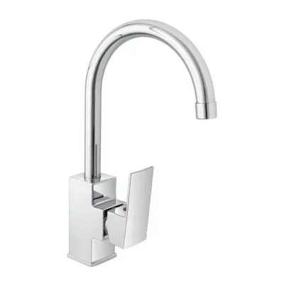Miscelatore cucina quadro in acciaio inox con corpo orientabile