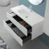 Cassetti aperti Mobile bagno sospeso 80 bianco cannettato doppi cassetto lavabo e specchio Wise