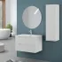 Composizione bagno sospesa 80 bianco cannettato doppi cassetto lavabo e specchio Wise