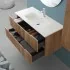Cassetti aperti Mobile bagno sospeso 100 rovere cannettato doppi cassetto lavabo e specchio Wise