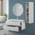 Foto ambientata Mobile bagno sospeso 100 bianco cannettato doppi cassetto lavabo e specchio Wise