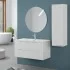 Composizione bagno sospeso 100 bianco cannettato doppi cassetto lavabo e specchio Wise