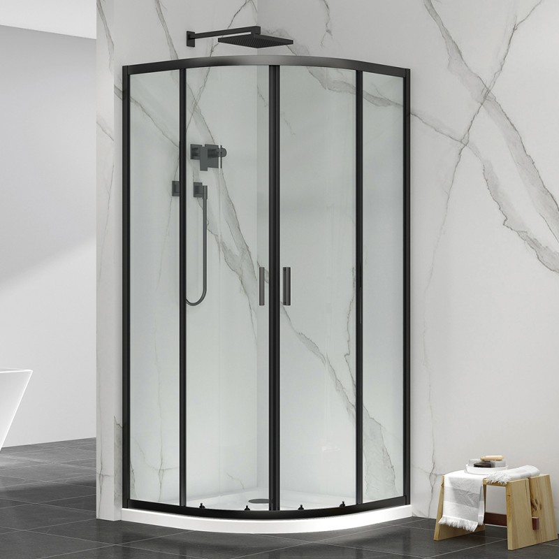 Box doccia semicircolare 80x80 cm nero scorrevole in cristallo trasparente Tay Box doccia semicircolare 80x80 cm nero scorrevole in cristallo trasparente Tay