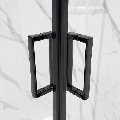 Maniglie Box doccia semicircolare 80x80 cm nero scorrevole in cristallo trasparente Tay