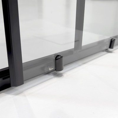 Sgancio rapido Box doccia semicircolare 80x80 cm nero scorrevole in cristallo trasparente Tay