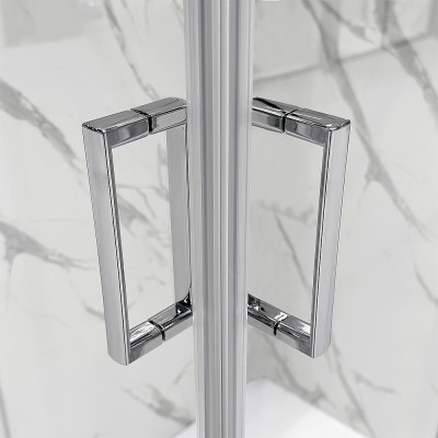 Maniglie Box doccia semicircolare 90x90 cm cromo scorrevole in cristallo trasparente Tay