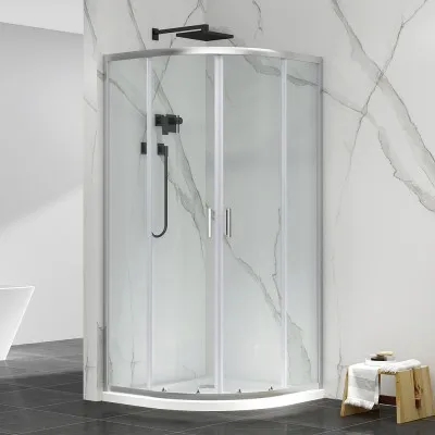 Box doccia semicircolare 80x80 cm cromo scorrevole in cristallo trasparente Tay
