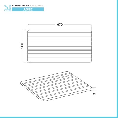Scheda tecnica Asse lavapanni per vasca in resina da 75 cm in legno di pino verniciato