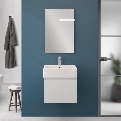 Mobiletto bagno sospeso 50 cm salvaspazio bianco 1 anta Kira