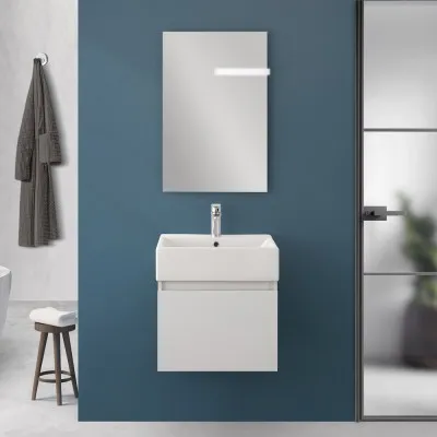 Mobiletto bagno sospeso 50 cm salvaspazio bianco 1 anta Kira