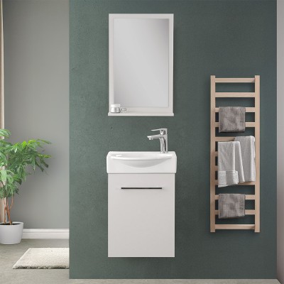 Anta chiusa Mobiletto bagno sospeso 39 cm mini salvaspazio bianco 1 anta Elys