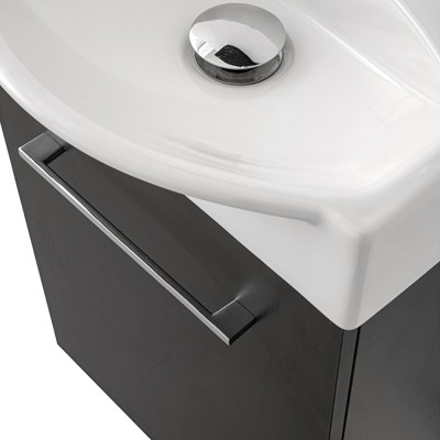Finitura Mobiletto bagno sospeso 39 cm mini salvaspazio nero 1 anta Elys