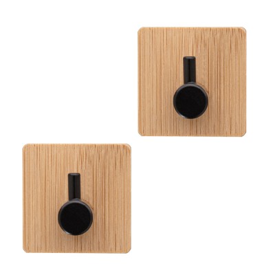 Ganci portasciugamani in legno di bambù e acciaio nero Haiti