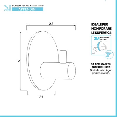 Scheda tecnica Appendini portasciugamani in acciaio bianco opaco Metal