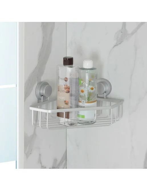 Portaoggetti Angolare Per Doccia In Acciaio Inox SUS 304 Lucidato, 20x20x8 Cm, Cromo - Foto 8