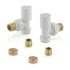 Valvole termoarredo tonde bianche con attacco G 1/2 e raccordo rame da 12 mm