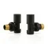 Coppia Valvole termoarredo tonde nere con attacco G 1/2 e raccordo rame da 12 mm