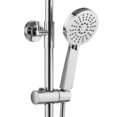 Pannello doccia regolabile H 115 in acciaio inox cromo soffione 22,5 cm