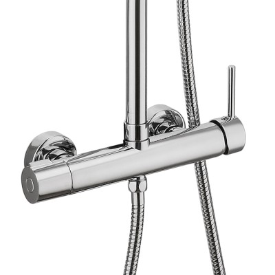 Miscelatore meccanico Colonna doccia regolabile H 115 in acciaio inox cromo soffione 22,5 cm