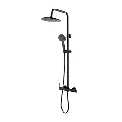 Colonna doccia regolabile H 115 in acciaio inox nero opaco soffione 22,5 cm