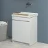 Mobile lavatoio 61x50 cm bianco opaco con vasca in ceramica e kit scarico