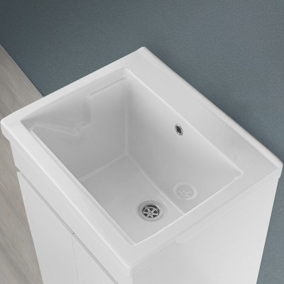 Pilozzo Mobile lavatoio 61x50 cm bianco opaco con vasca in ceramica e kit scarico