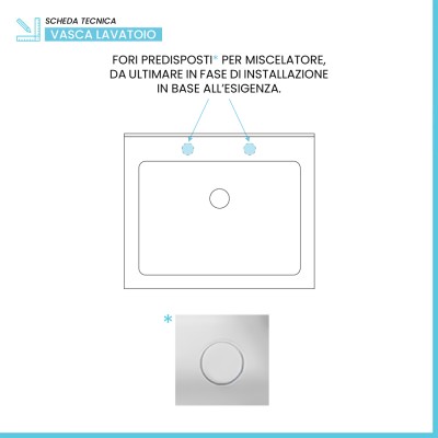 Installazione miscelatore Mobile lavatoio 45x51 cm bianco opaco con vasca in ceramica e kit scarico
