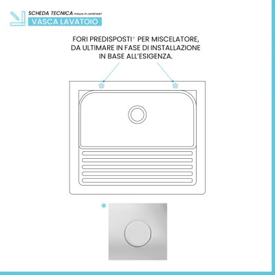 Installazione miscelatore Mobile lavatoio 61x50 cm bianco opaco con vasca in ceramica e strofinatoio