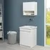 Sportelli chiusi Mobile lavatoio 61x50 cm bianco opaco con vasca in ceramica e strofinatoio