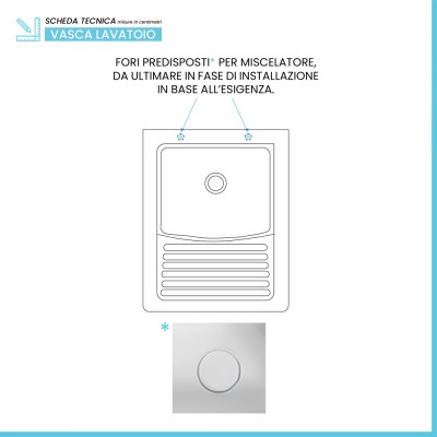 Installazione miscelatore Mobile lavatoio 45x51 cm bianco opaco con vasca in ceramica e strofinatoio