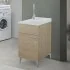 Anta chiusa Mobile lavatoio 43,5x49,7 cm rovere con vasca in ceramica e asse lavapanni